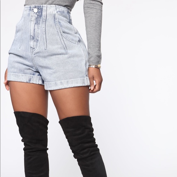 BNWT - High Waisted Light Denim Shorts - Picture 3 of 7